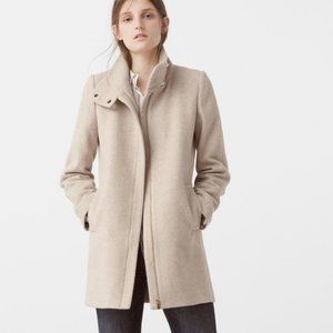 Mango Wool Winter Pea Coat Talla Womens XS Cream
